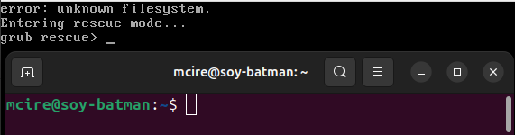 Imatge grub rescue error