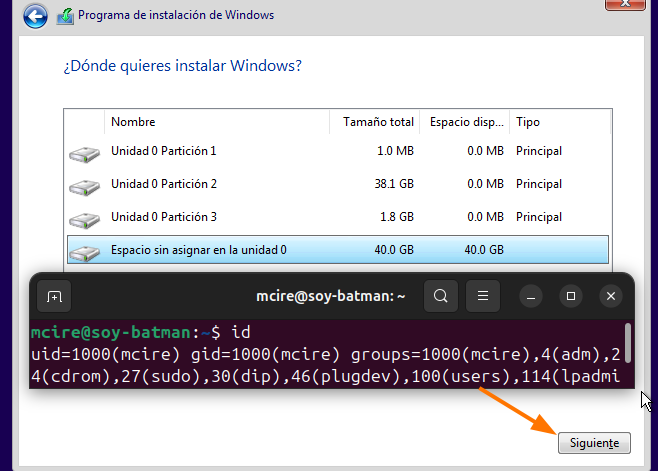 Instal·lació Windows 3, seleccionem la buida
