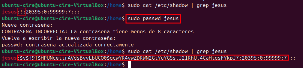 Afegir contrasenya jesus