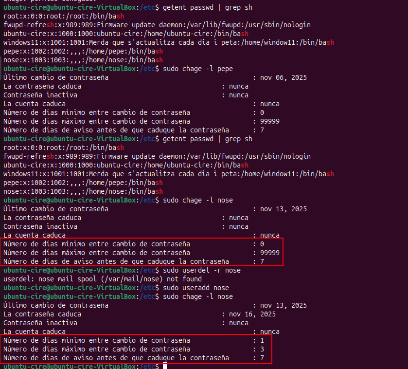 Comprovació 3 dies caducitat login.defs