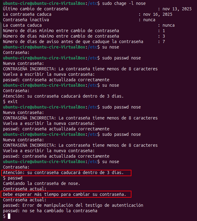 Comprovació limit canvi contrasenya login.defs