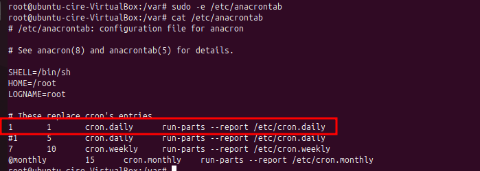 Edició configuració anacrontab