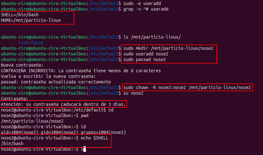 Configuració i comprovacions useradd