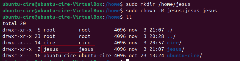 Creació $HOME Jesus