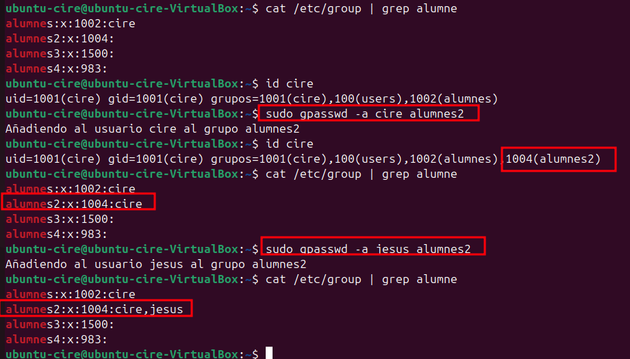 Afegint usuari cire i jesus a grup alumnes2
