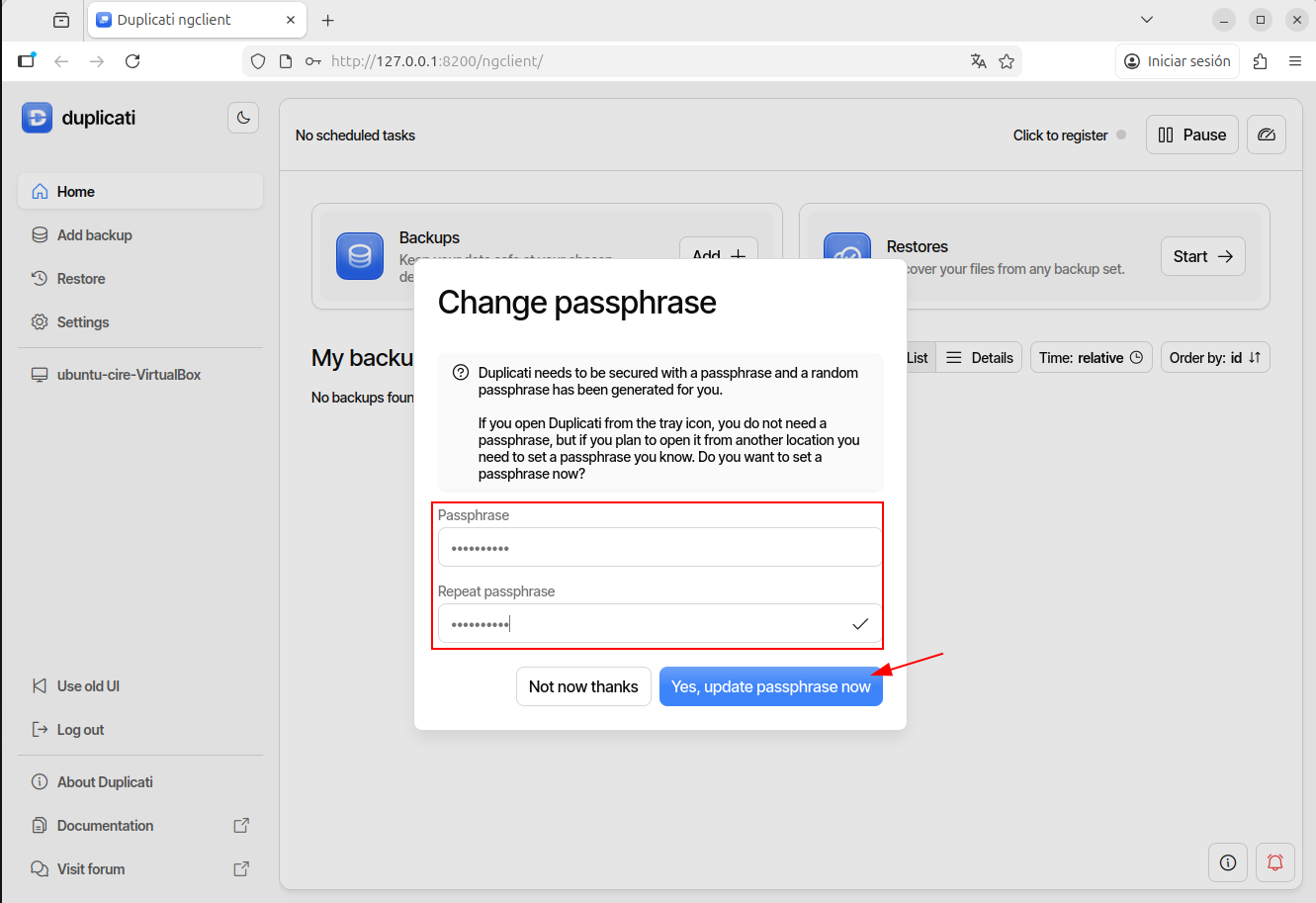 Passphrase duplicati