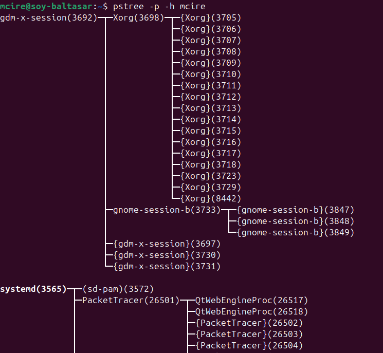 PSTree filtrar per usuari