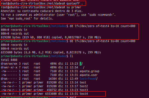 Desactivant les quotes, pot seguir escrivint