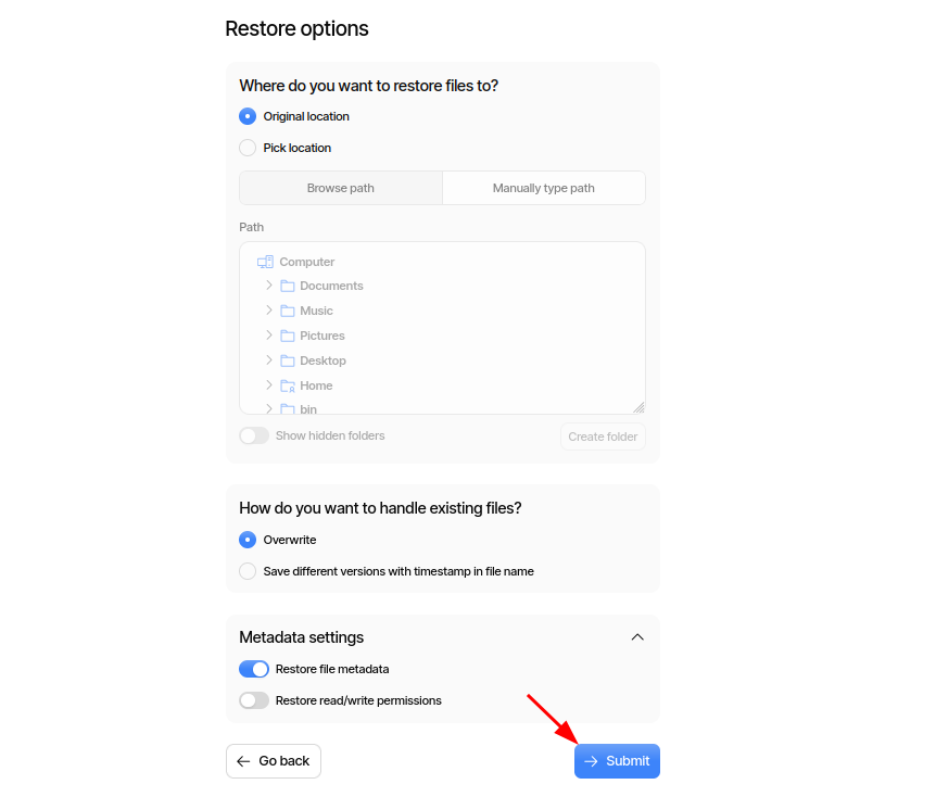 Recuperació part 2 - opcions de restauració