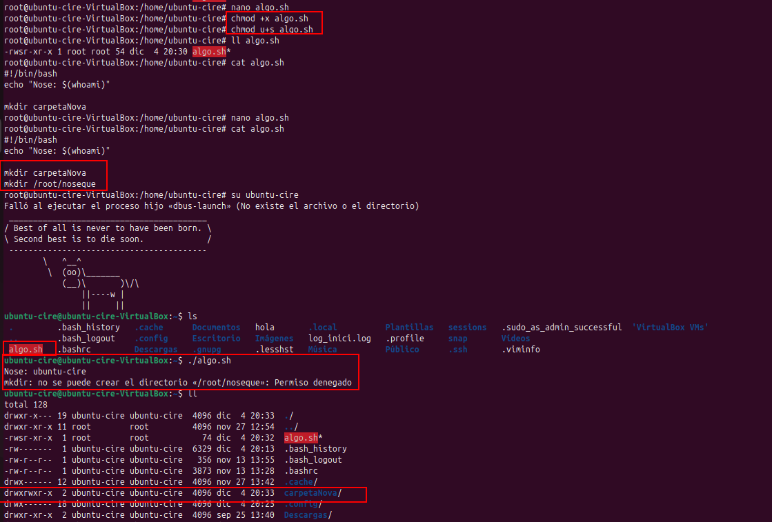 SUID Test, no va i actua com l'usuari actual