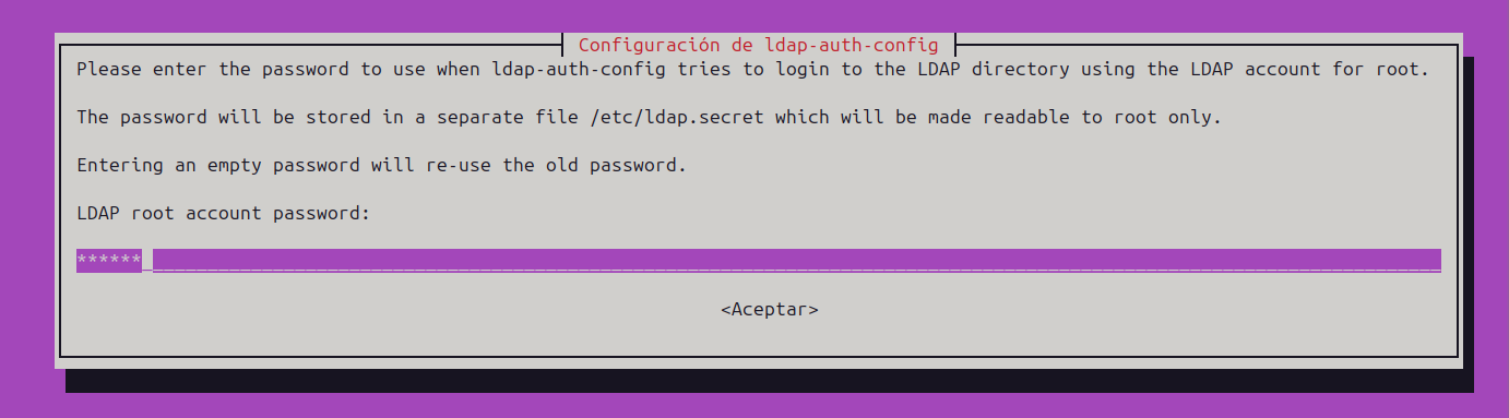 Pantalla 4 ldap root account password