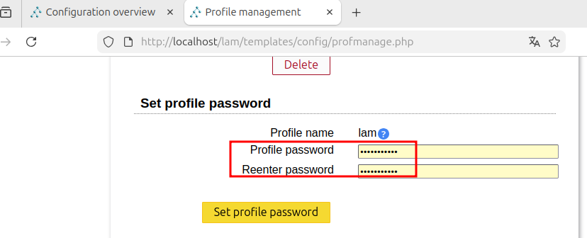 Contrasenya del perfil lam