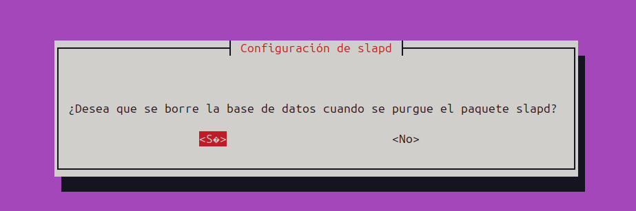 Pantalla 6 posem si a borrar la base dades, en aquest cas