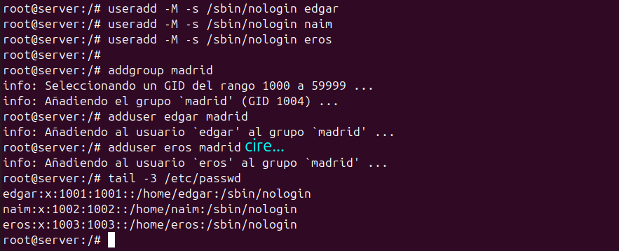 Crear usuari i grups