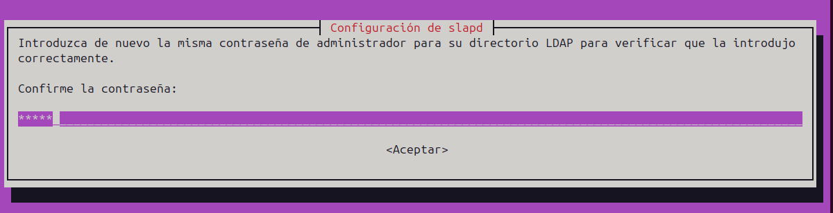Prompt confirmació contrasenya instal·lació